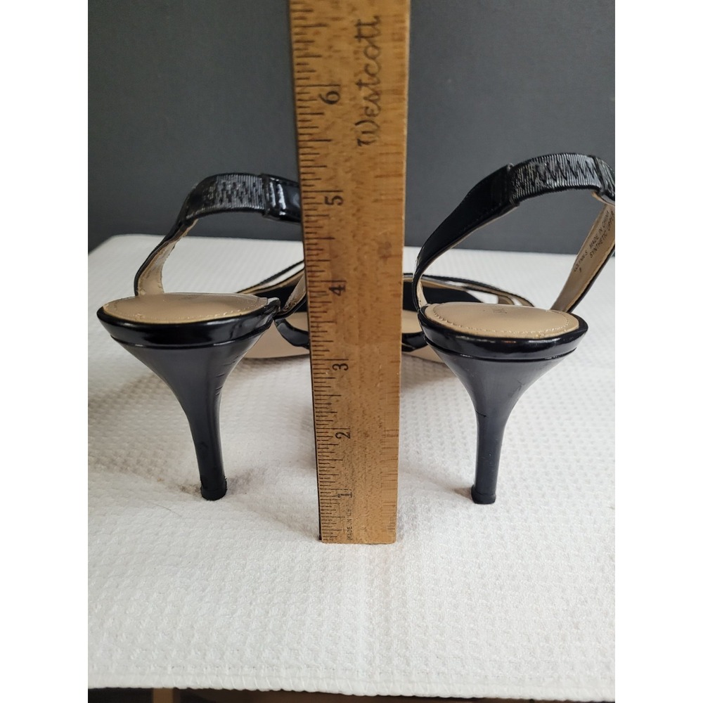 Saks Fifth Avenue Women's Black Slingback Strappy Open Toe Stiletto Heels 9 - Picture 6 of 8
